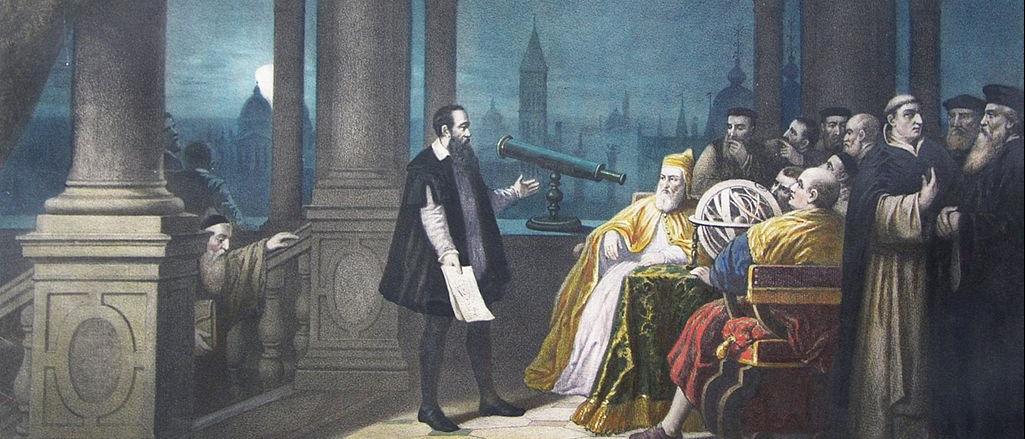 Pintura del siglo XIX que representa a Galileo haciendo la demostración de su telescopio en 1609.