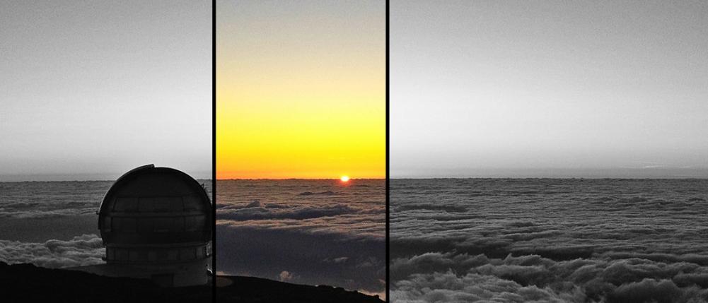 Puesta de sol en el Observatorio del Roque de los Muchachos (La Palma). Foto: Carmen del Puerto (IAC).