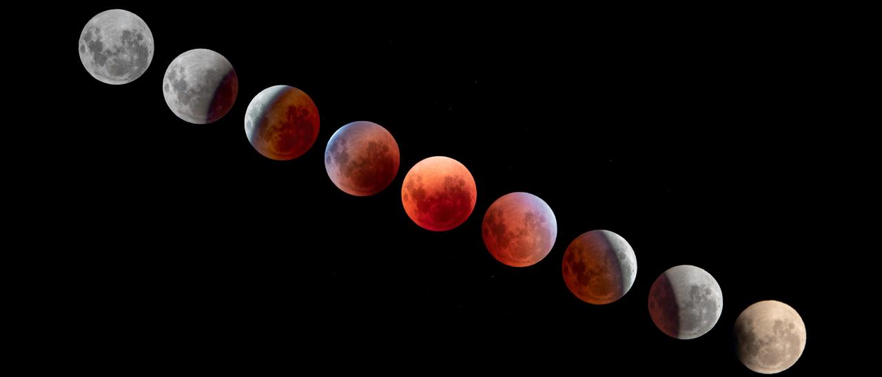 Composición de tomas en RGB durante el eclipse total de Luna del 16 de mayo de 2022 obtenidas desde el Observatorio del Teide. Crédito: Daniel López