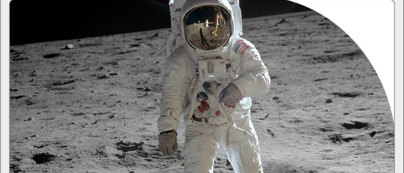 Fotografía de Buzz Aldrin por Neil Armstrong tomada con una cámara de 70 mm. Crédito: NASA.