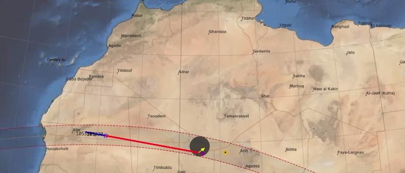 Mapa extraído de la simulación del vuelo en la página “Concorde 001 Eclipse ‘73”