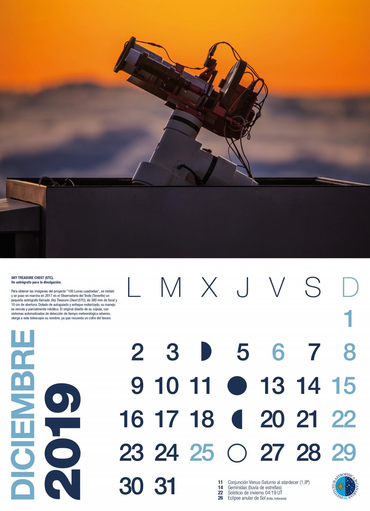 Diciembre de 2019 en el calendario 100 Lunas cuadradas