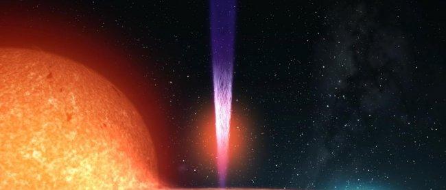 Artistic impression of the jet emitted by V404. Credit: Gabriel Pérez, SMM (IAC).