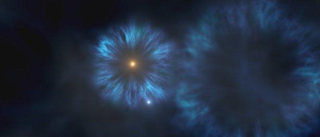 Imagen artística de la explosión de las primeras estrellas masivas que se formaron en la Vía Láctea. La estrella J0815+4729 se formó a partir del material eyectado por estas primeras supernovas. Crédito: Gabriel Pérez, SMM (IAC).