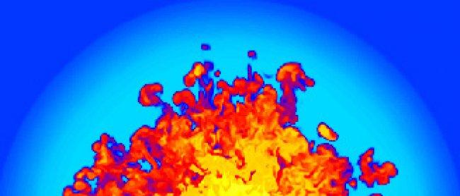 Simulations by supercomputer allow to study the evolution of remnants of supernova and its dust. The image shows a region with a size of around 100 light years and the intricate structure of dust created by a supernova explosion 50,000 years after the exp