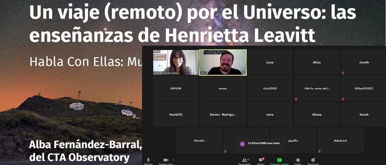 Videoconferencia del proyecto “Habla con Ellas: Mujeres en Astronomía” realizada por la astrofísica del CTA Observatory Alba Fernández Barral con el Colegio Unificado Isabel La Católica-San Antonio (Tenerife)