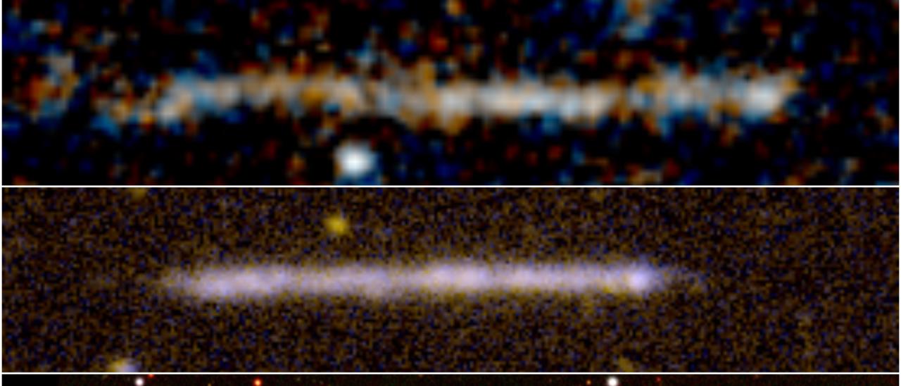 Comparación entre una traza de estrellas y la galaxia de canto IC5249