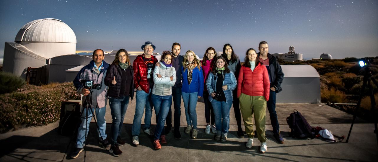 Profesores durante la observación nocturna