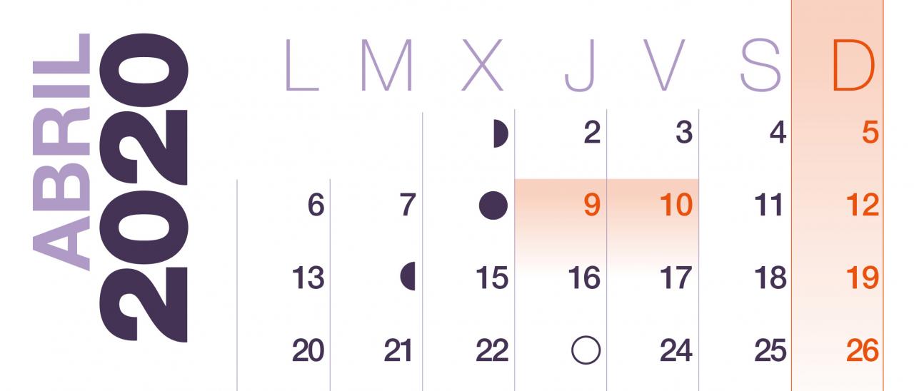 Calendario 2020 Abril
