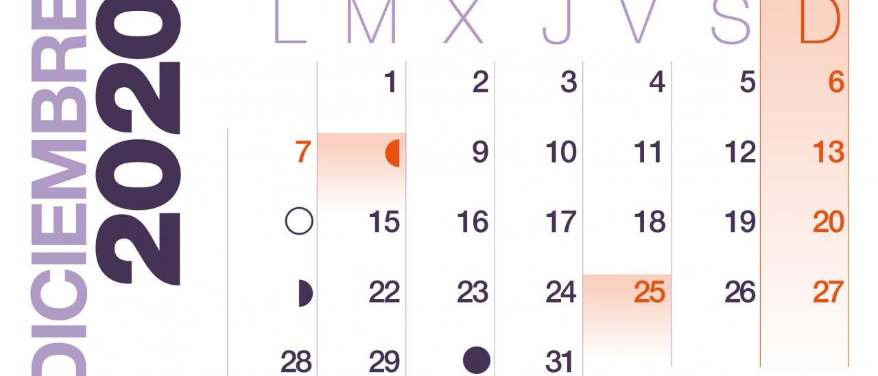 Calendario 2020 Diciembre