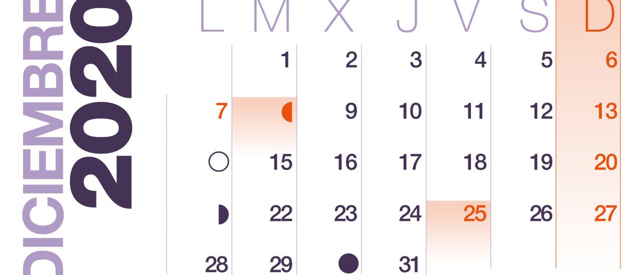 Calendario 2020 Diciembre