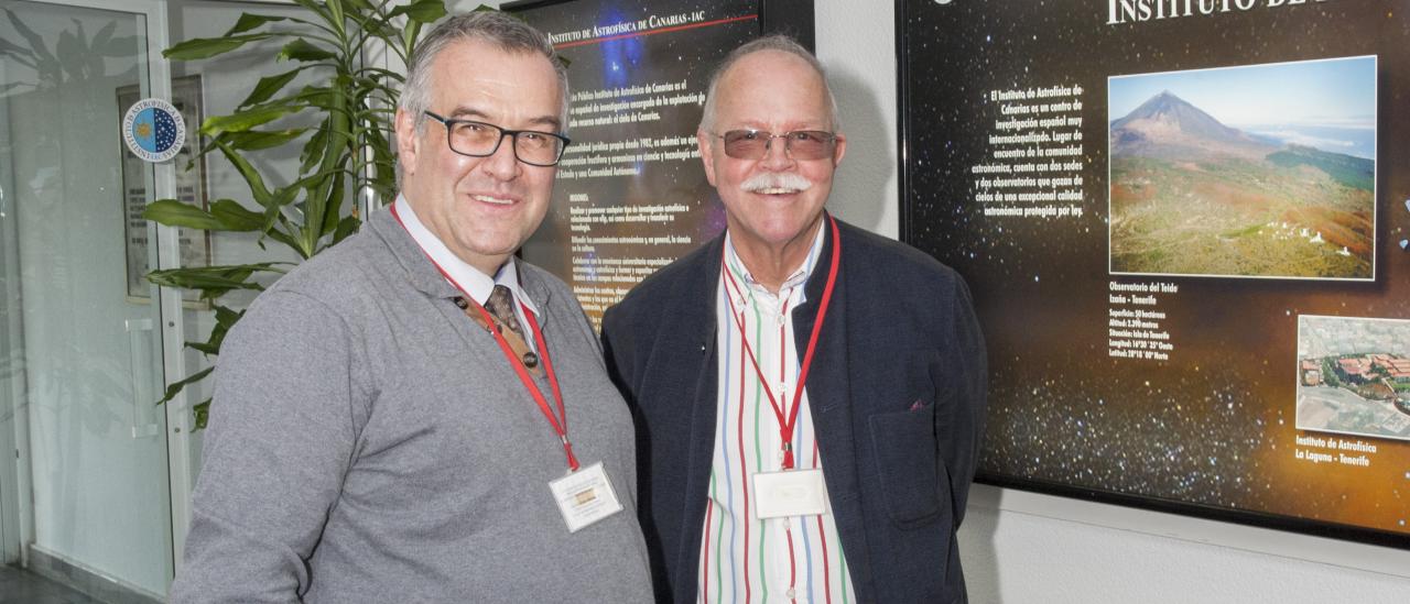 Rodrigo Trujillo y Leif Edvinsson en el encuentro celebrado en la sede central del IAC