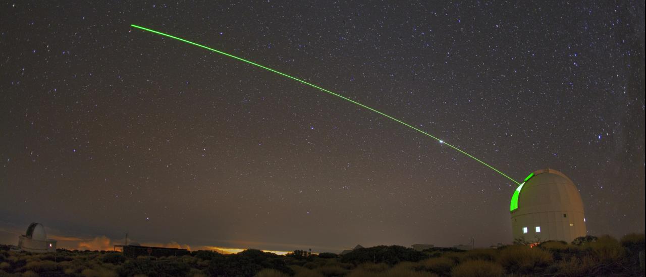 Optical Ground Station laser at the Teide Observatory. 