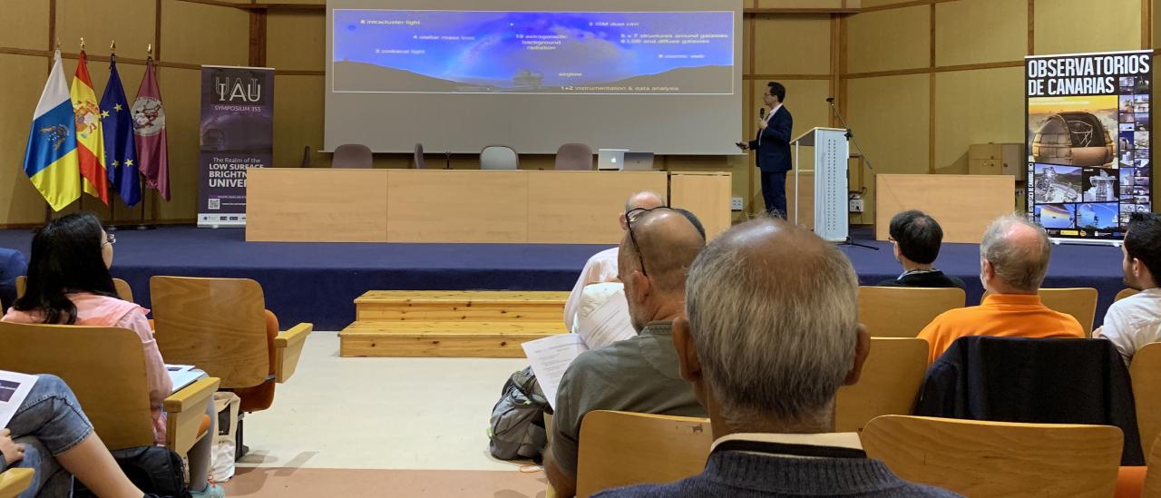 David Valls-Gabaud during his speech at the IAU Symposium 355,
