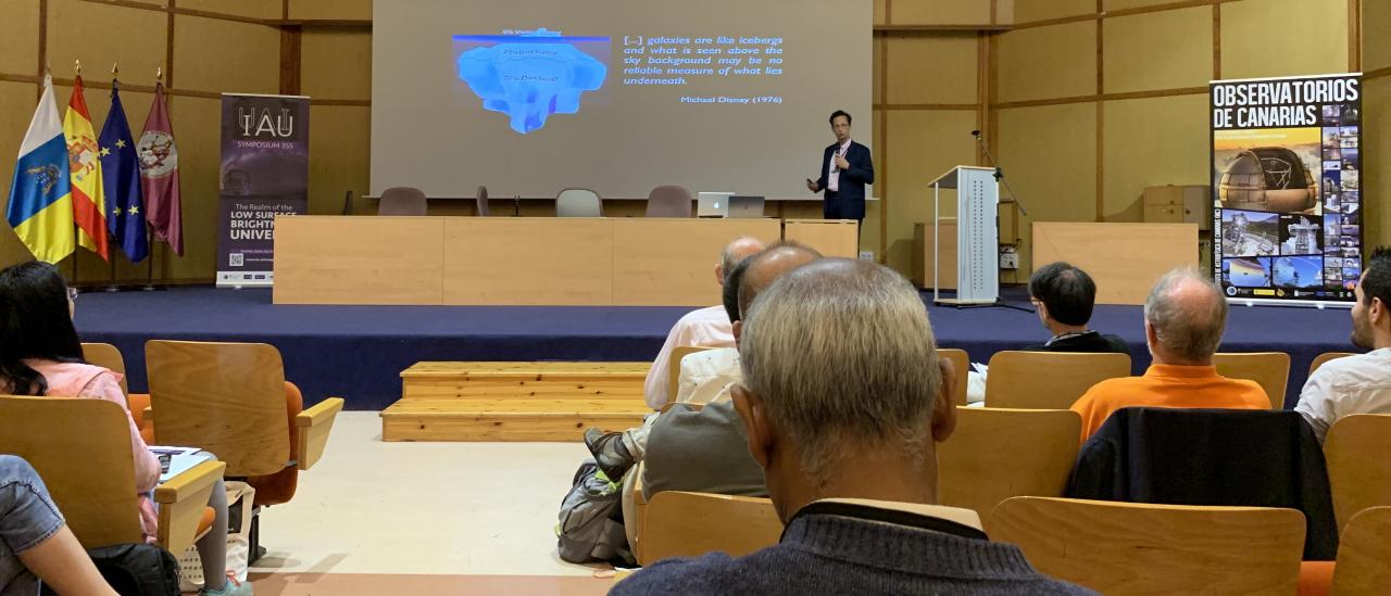 David Valls-Gabaud during his speech at the IAU Symposium 355