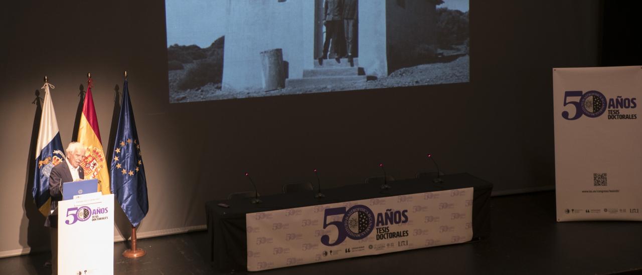 Franciso Sánchez shows one of the first installations at the Teide Observatory