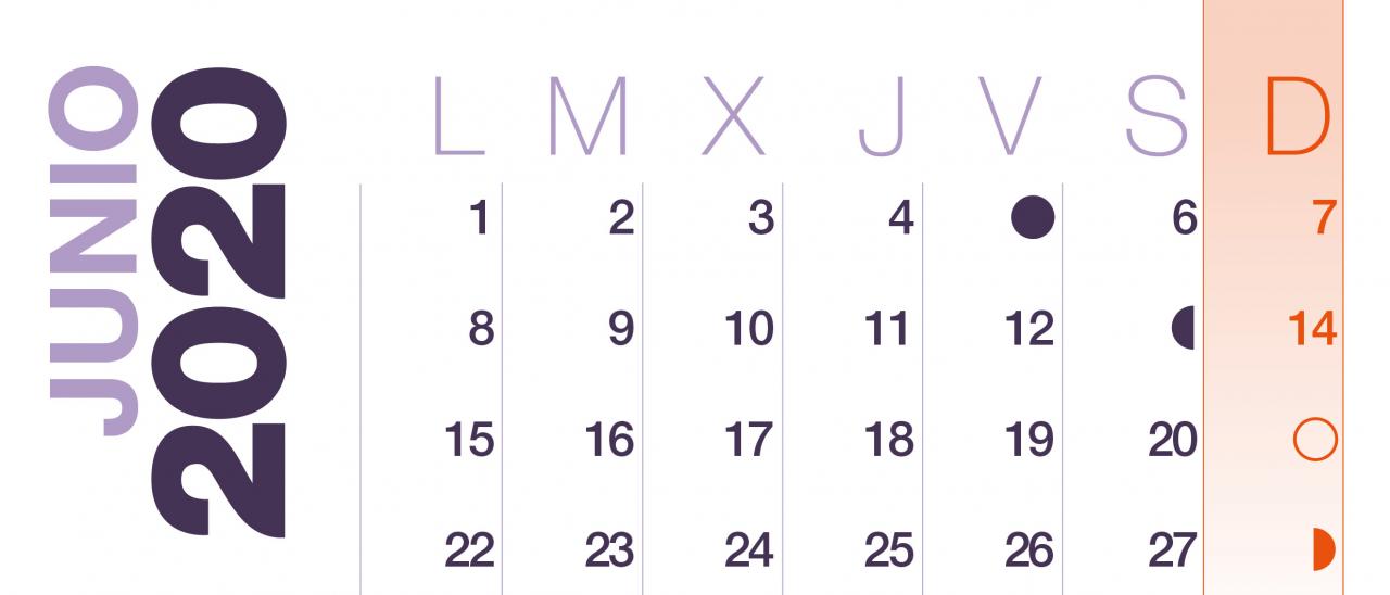 Calendario 2020 Junio