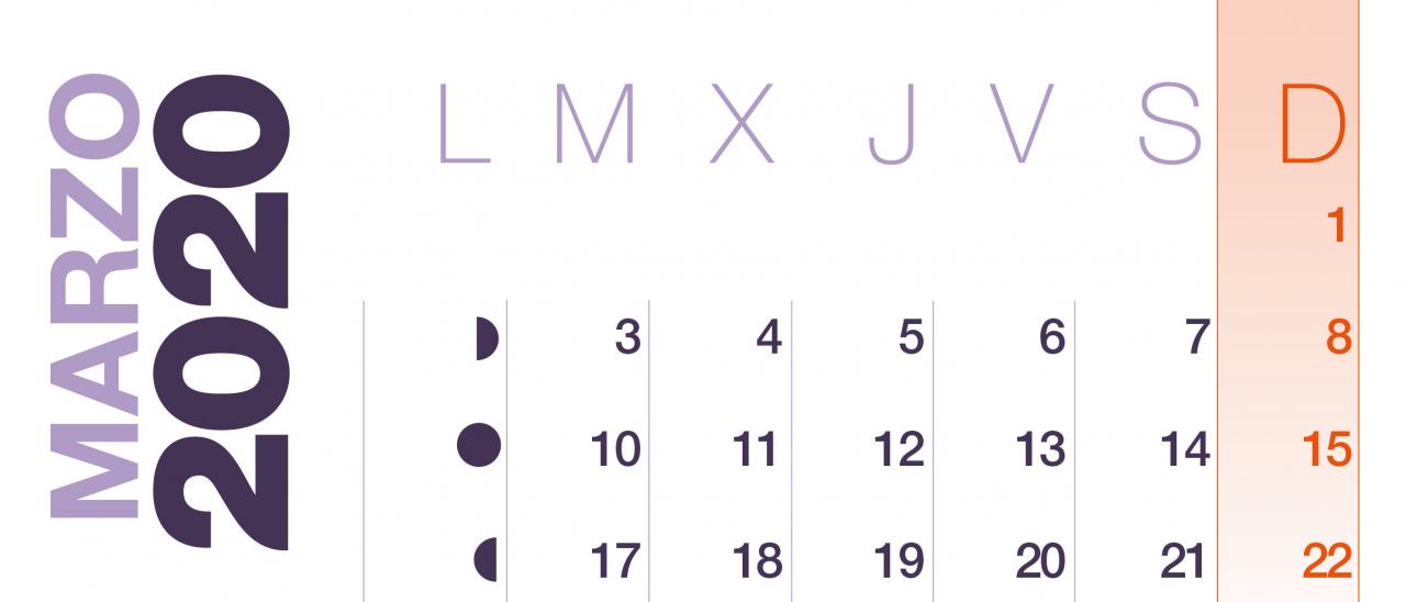 Calendario 2020 Marzo