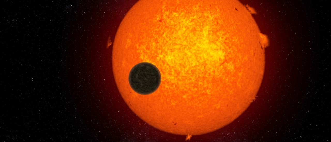 Representación artística del exoplaneta rocoso Próxima b orbitando su estrella