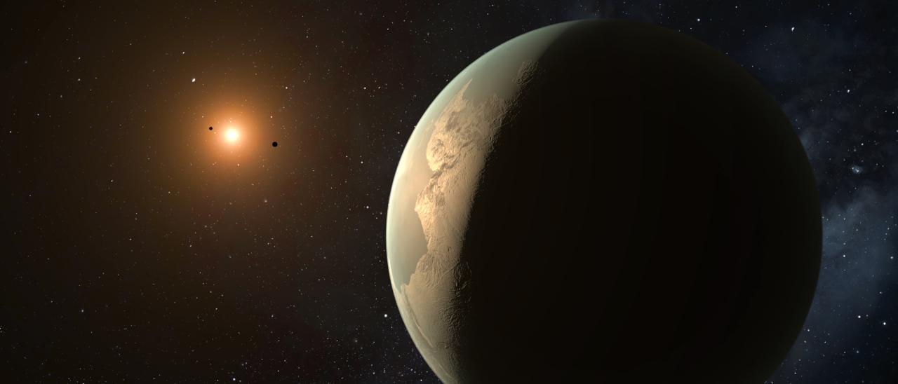 Artist's impression of GJ 3998 d, a super-Earth in the habitable zone of its star