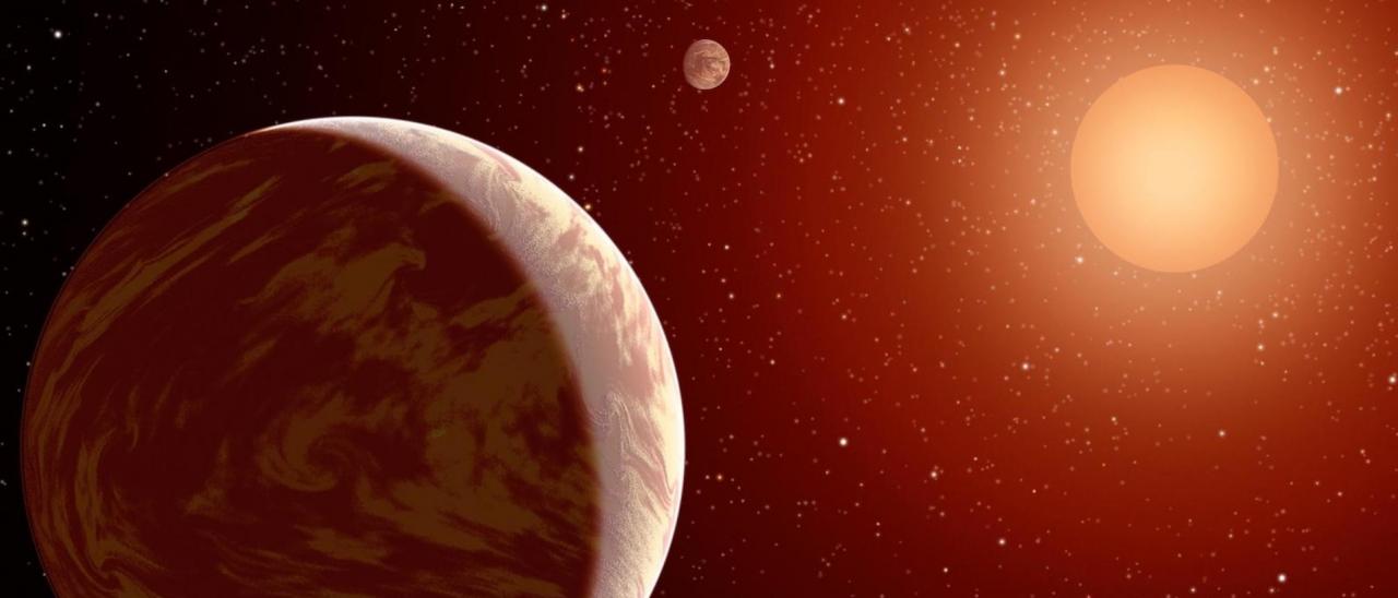 Artist's impression of a system with two super-earths