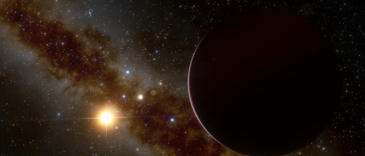 Artist’s impression of the star GJ 3512, a red dwarf of approximately one tenth of the mass of the Sun, on which the newly discovered exoplanet GJ 3512b, a gas giant of high mass, orbits an unusual planet in this type of planetary systems.