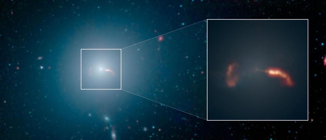 Imágenes de Spitzer de la galaxia M87. Crédito: NASA/JPL-Caltech/IPAC/Event Horizon Telescope Collaboration