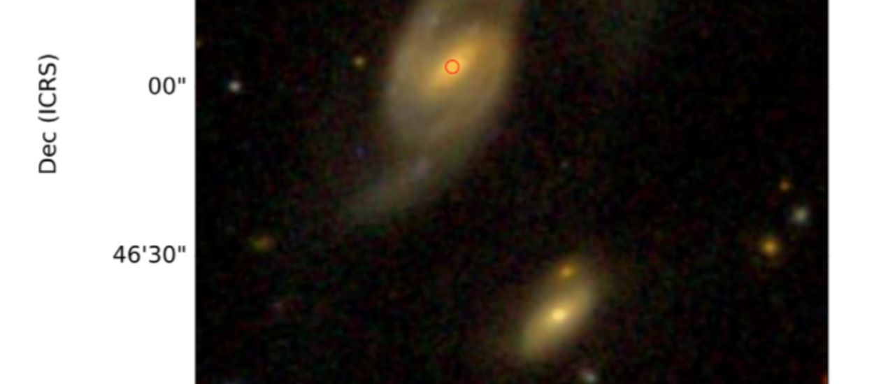 Multiband image of the interacting pair Arp 70 obtained from the SDSS archive. On the left, Arp 70b, the galaxy studied in this work. Credit: SDSS