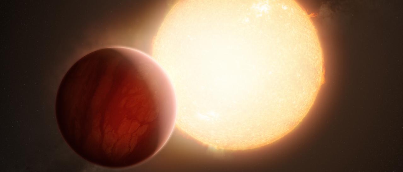 Artist’s impression of an ultra-hot Jupiter transiting its star