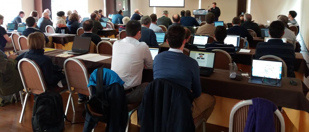 Attendees at the meeting of the consortium that develops the Harmoni instrument at the Las Águilas Hotel in Puerto de la Curz. Credit: IAC.
