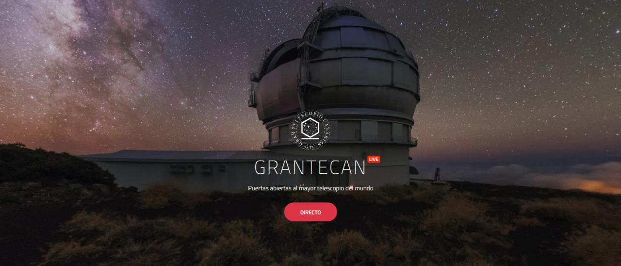 Página de grantecan.es. Crédito: Gran Telescopio Canarias (GTC). 