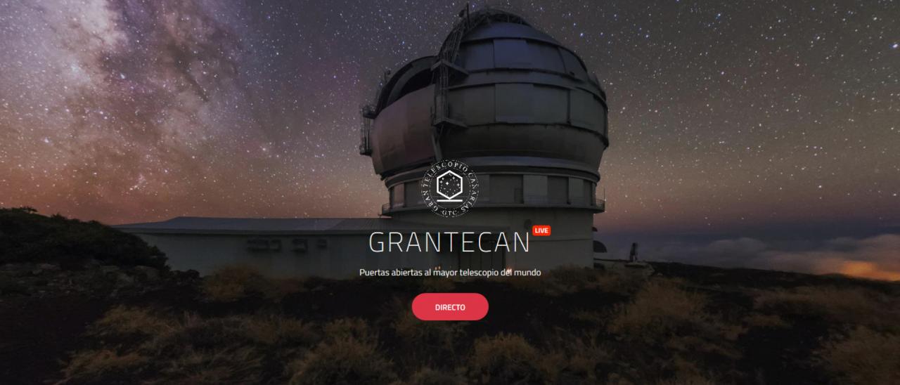 Página de grantecan.es. Crédito: Gran Telescopio Canarias (GTC). 