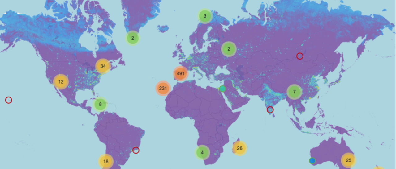 Mapa interactivo contaminación lumínica EELabs