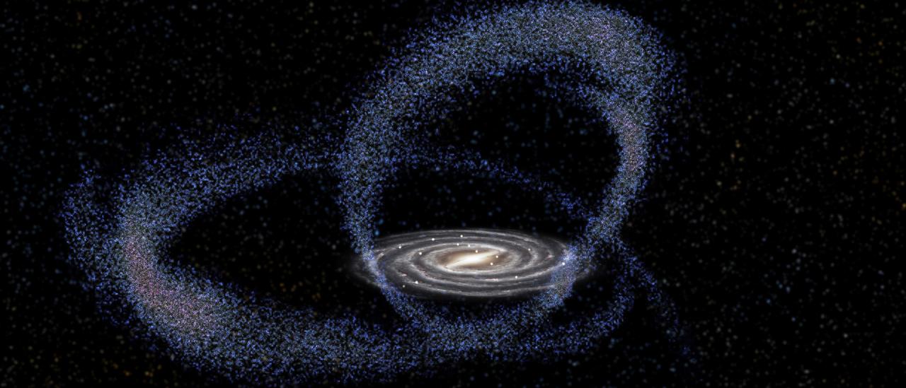 Representación artística de la interacción actual entre la galaxia enana de Sagitario y la Vía Láctea. Crédito: Gabriel Pérez Díaz, SMM (IAC).