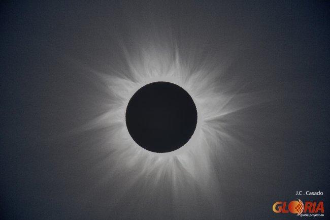Solar taken from the Australian Outback (Bob's Lookup, Queensland, Australia) November 14th, 2012. The beautiful corona is very symmetrical because the Sun is in a period of large activity. The corona during the upcoming eclipse will have a similar morpho