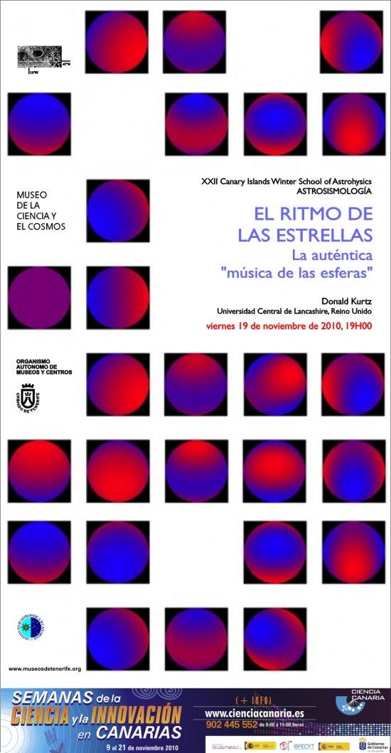 Poster of the public lecture on `The Songs of the Stars: The Real Music of the Spheres´. Credit: Miriam Cruz / Museo de la Ciencia y el Cosmos