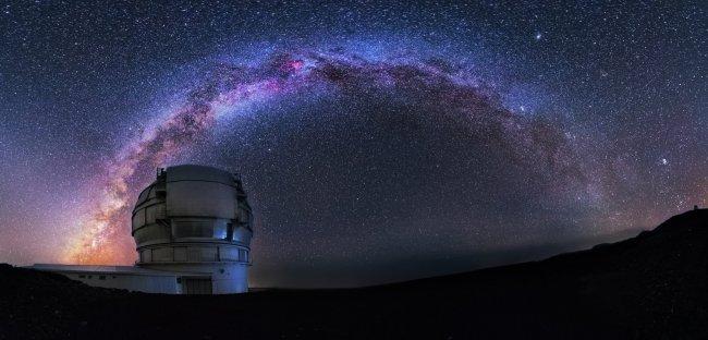 The GTC (Gran Telescopio CANARIAS) with the Milky Way. The GTC is located at the Observatorio Roque de los Muchachos (ORM), on the island of La Palma.Credits: Daniel López/IAC
