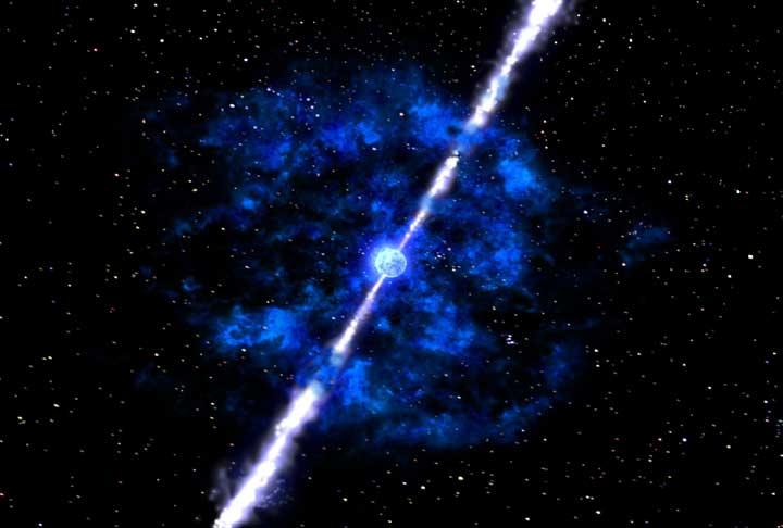 Artist´s impression of a gamma ray burster. Credits: NASA/Zhang & Woosley
