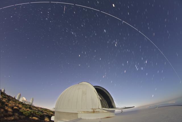 A Perseid and the dome of the TCS