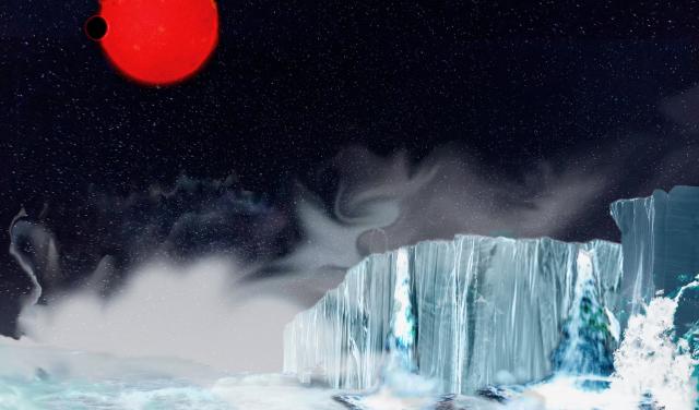 Paisaje alienígena de un mundo acuático