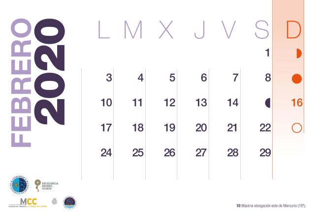 Calendario 2020 Febrero