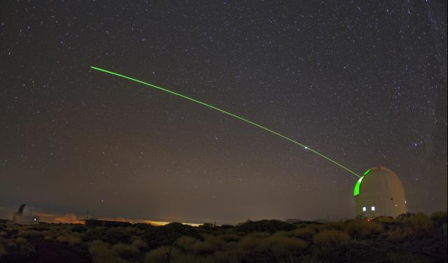Optical Ground Station laser at the Teide Observatory. 