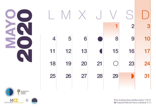 Calendario 2020 Mayo