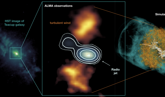 Jet blowing bubbles in the Teacup galaxy