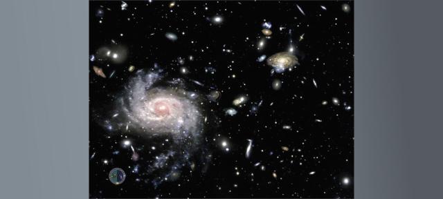 Galaxies in deep space (zoom in)