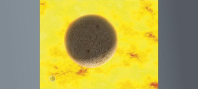 Mercurio con la superficie del Sol de fondo