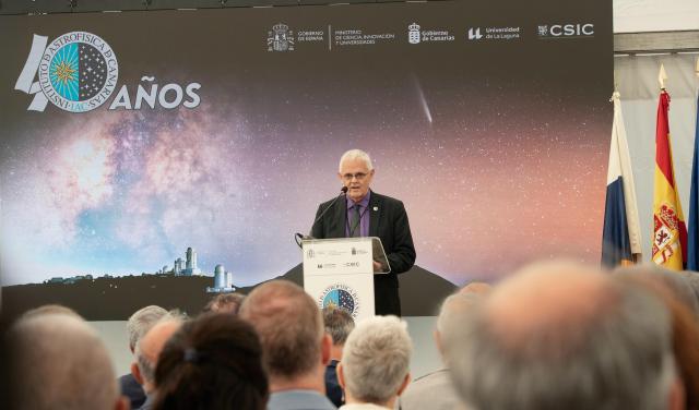 El director del Instituto de Astrofísica de Canarias, durante el acto de conmemoración del 40 Aniversario / IAC