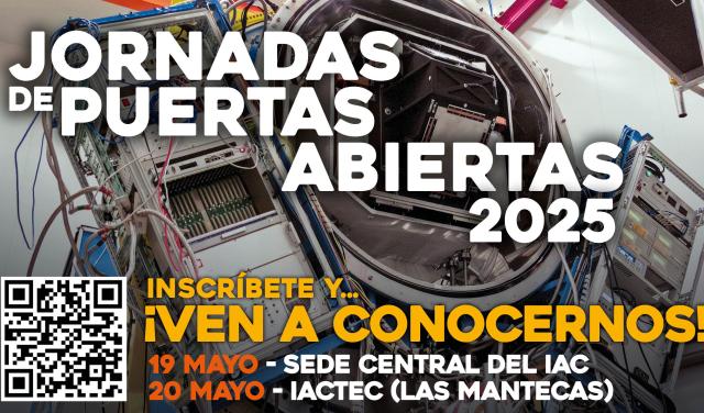 Cartel de las Jornadas de Puertas Abiertas en la Sede del IAC e IACTEC para la Semana de la Administración Abierta 2025