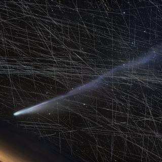 Cometa C/2025 A6 (Lemmon) con trazas de satélites