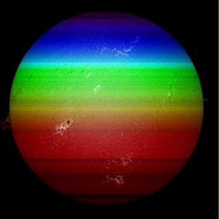 Espectro solar sobre una imagen de su disco Espectro solar sobre una imagen de su disco